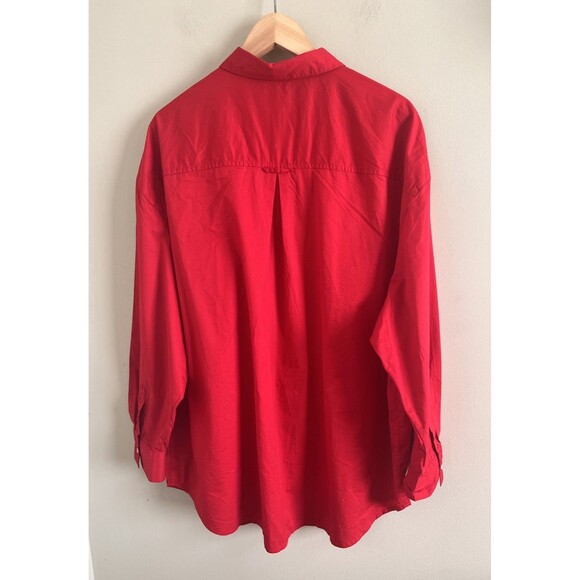 Old Navy The Boyfriend Oversized Shirt Women's Size L Red Button Up Long Sleeve - Picture 4 of 6